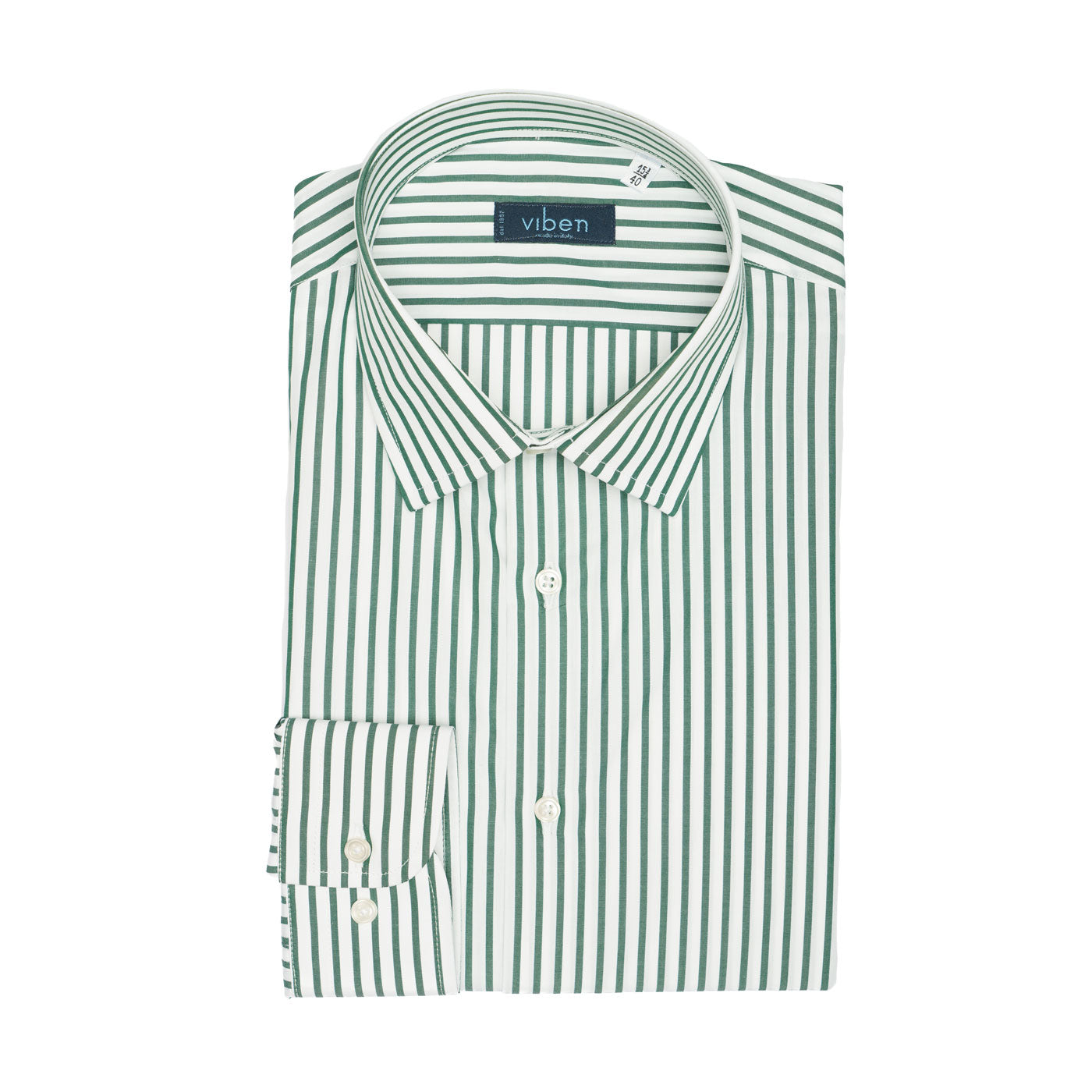 Camicia bianca righe verdi uomo extra slim - Main Image