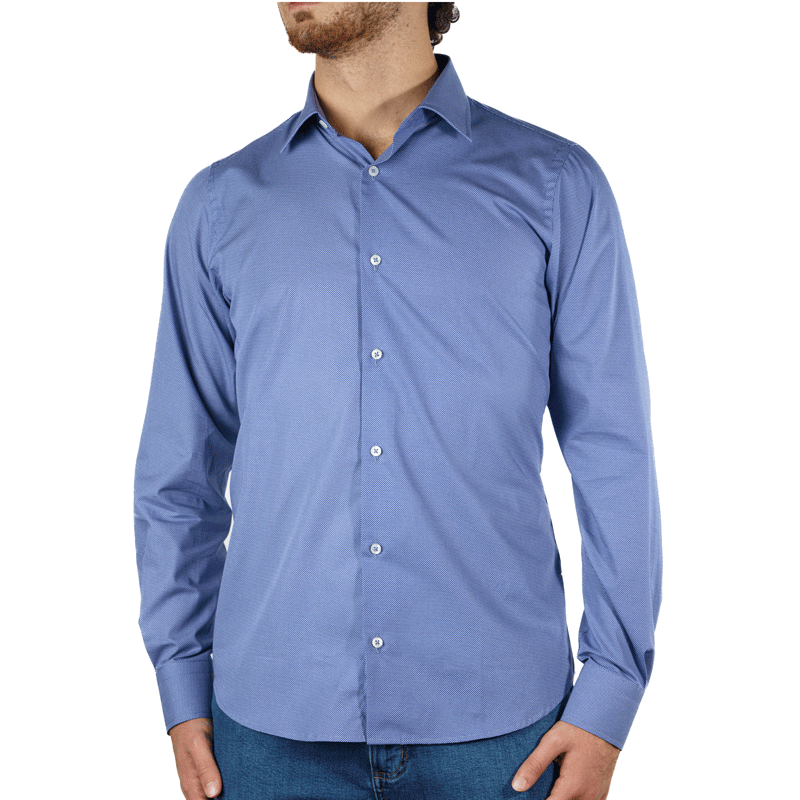 Camicia uomo quadretti piccoli blu slim fit