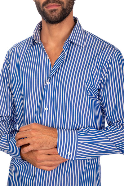 Camicia Camiceria Conti Outfit Camicia A Righe Uomo Camicia Righe Strette Extra Slim Blu Uomo