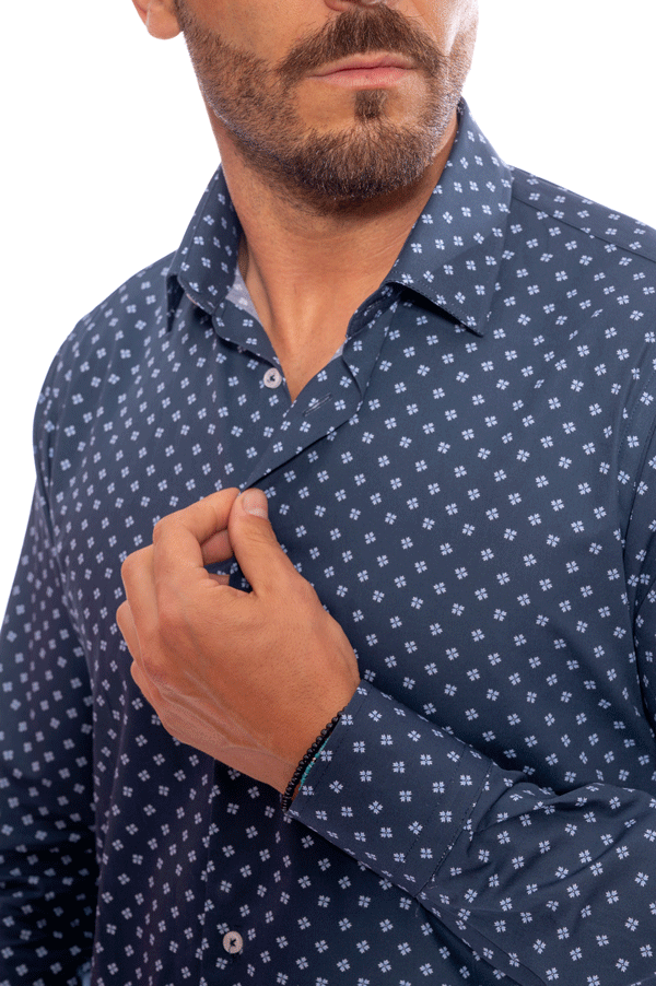 Camicia Uomo Fantasia Elegante Camicia Elegante Camicie Di Seta