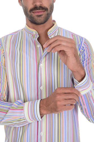 camicia coreana a righe stampa colorata