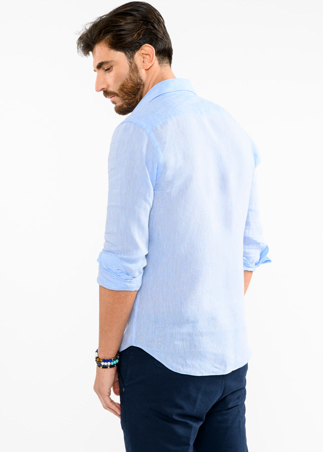 Camicia Azzurra Camicia Lino Celeste Camicetta Blusa Lino Donna