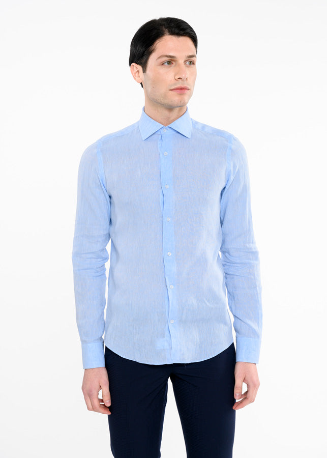 Camicia lino celeste vibenfactorystore