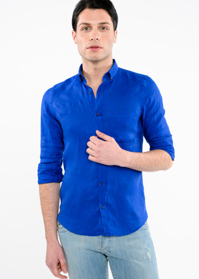 Camicia-Lino-blu-elettrico-Uomo