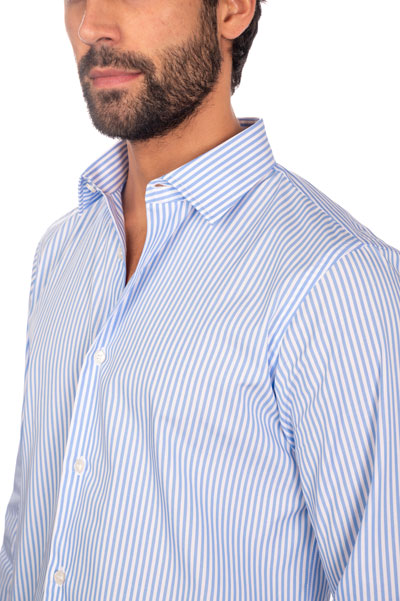 camicia a righe regular classica bianca e azzurra