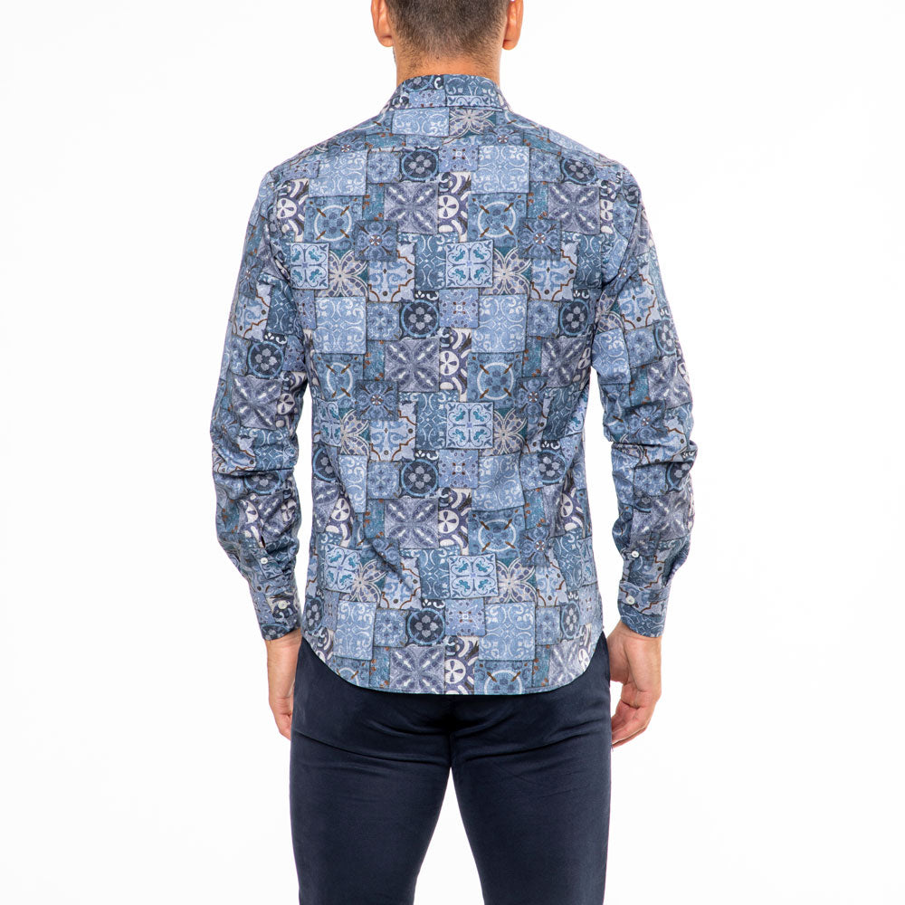 Camicia slim con stampa maiolica