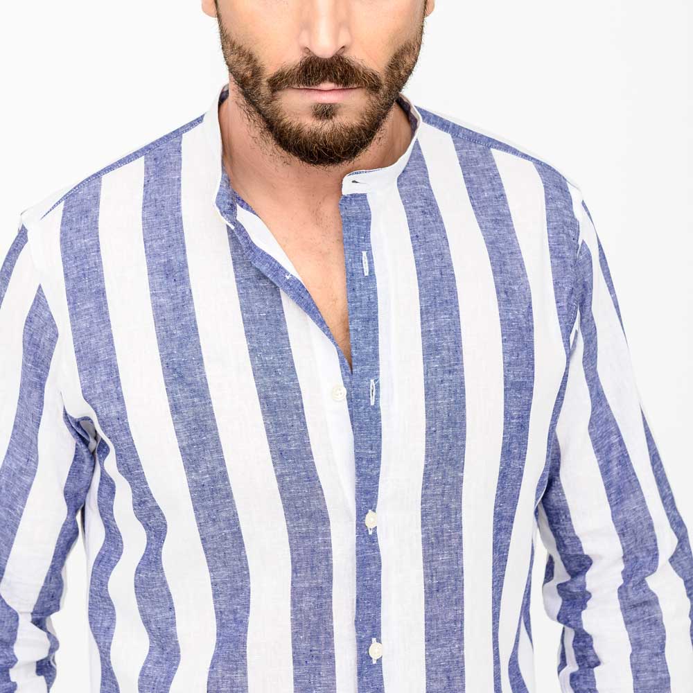 Camicia di lino a righe - Main Image