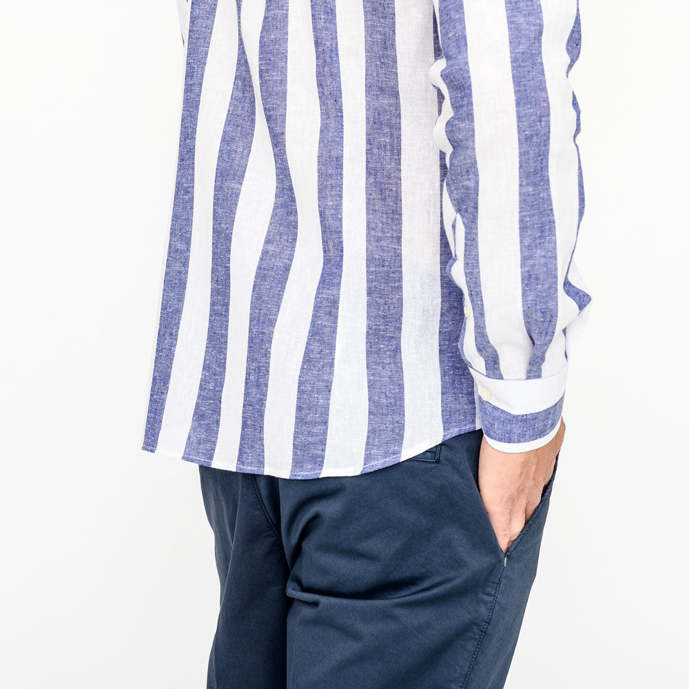 Camicia di lino a righe uomo deals