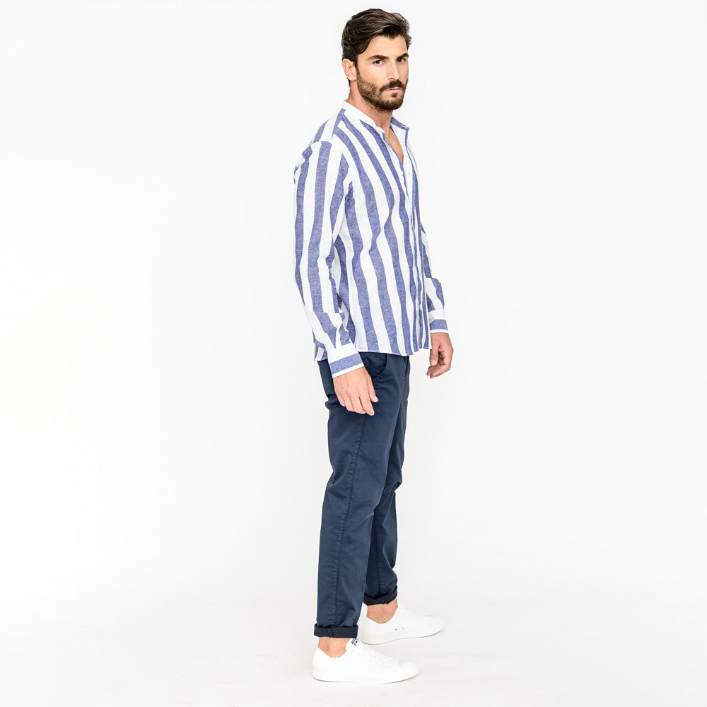 Camicia di lino a righe – vibenfactorystore - Main Image