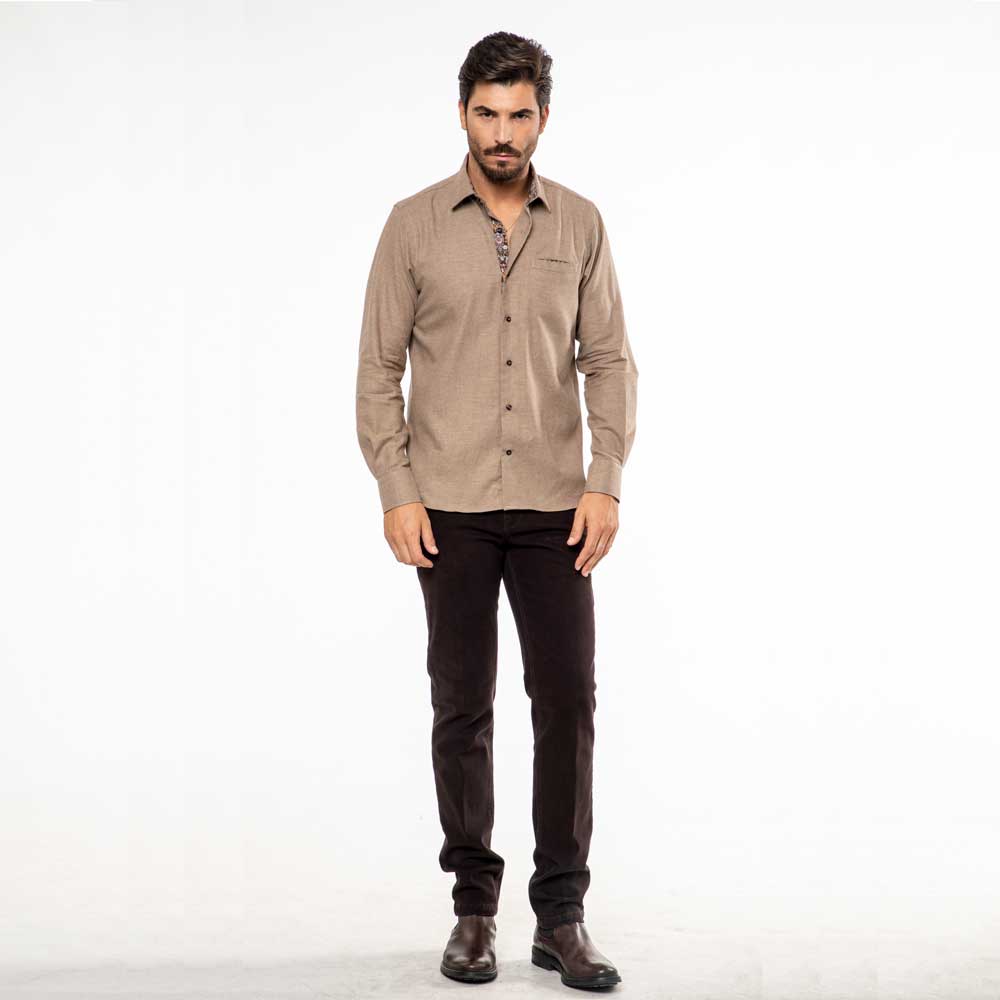 Camicia-in-flanella-beige-con-dettagli-a-contrasto-Viben