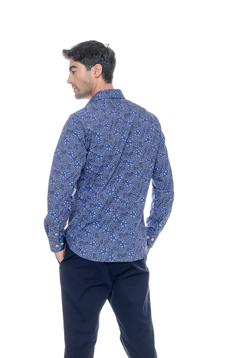 Camicia slim Viben - stampa floreale su fondo blu