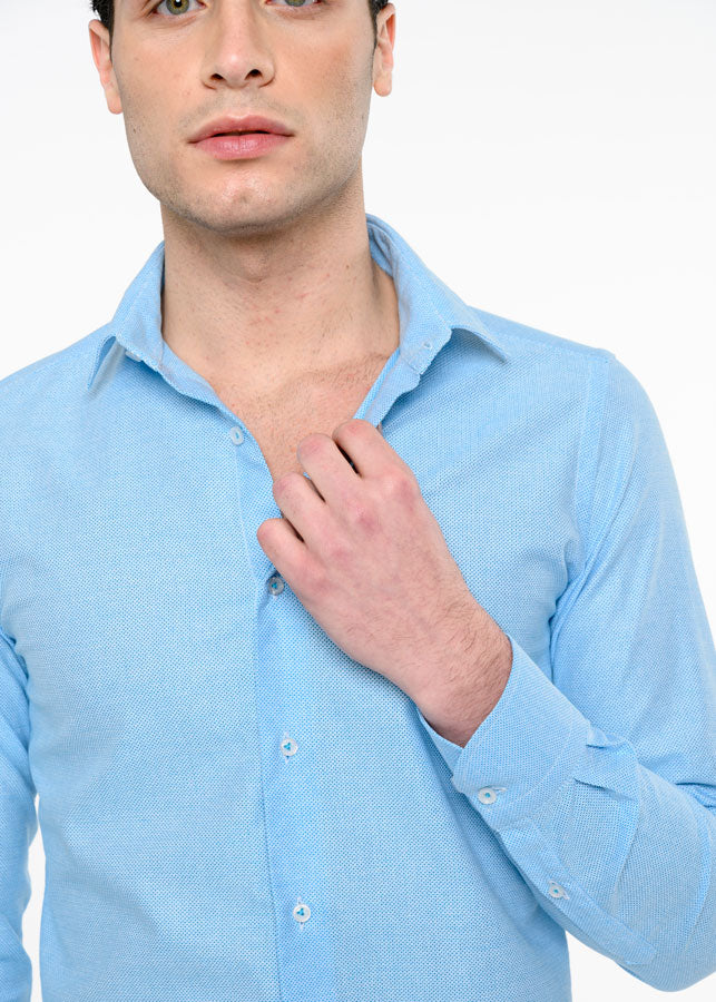 Dettaglio-Colletto-Piccolo-Camicia-Uomo-Slim-Fit-Cotone-Giro-Inglese