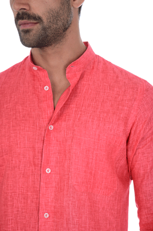 Camicia di lino rosso corallo