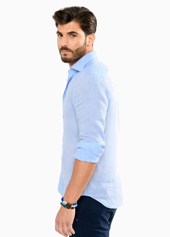 Regular-Fit-Camicia-Azzurra-Collo-Francese-Uomo