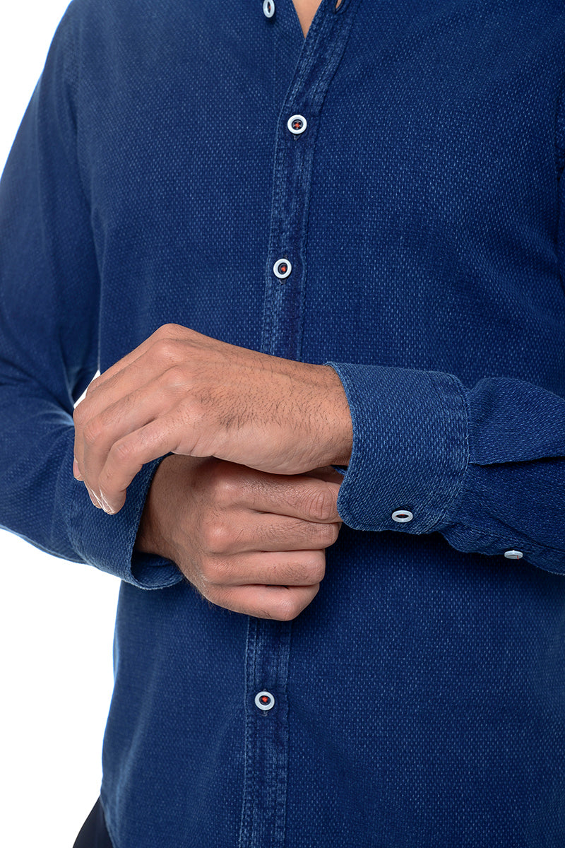 Camicia Cotone 100% - microfantasia blu