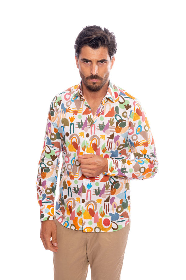 camicia vintage fantasia uomo fit slim