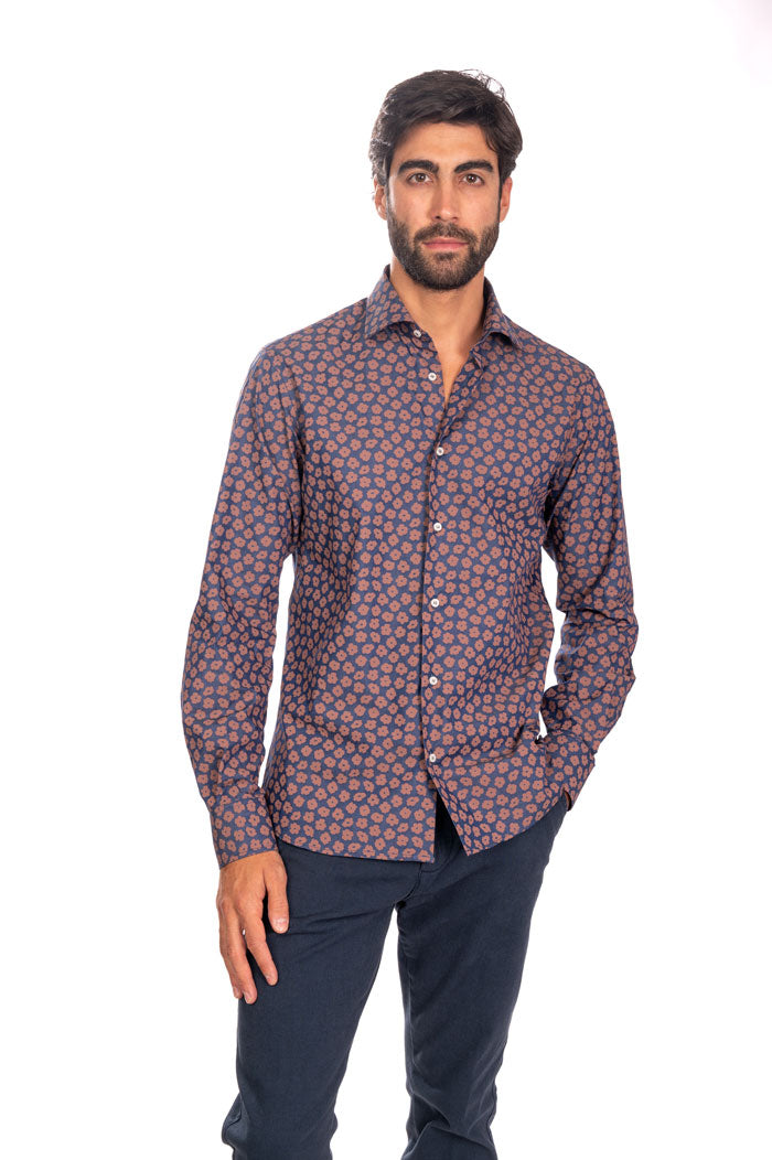 camicia fiori effetto jeans slim vibenfactorystore