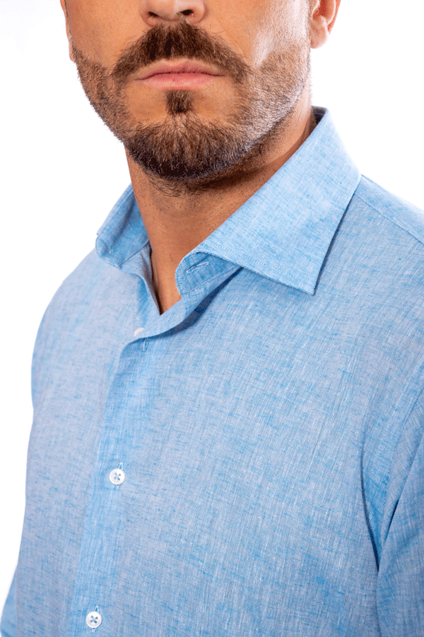 camicia lino azzurro chiaro fit slim uomo vibenfactorystore