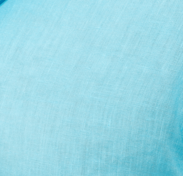 camicia lino tinto in capo turchese fit slim