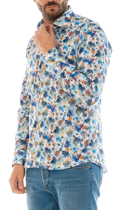 camicia uomo slim fit fantasia colorata paint