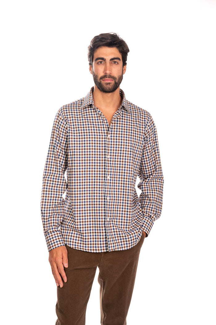 Camicia A Quadri Uomo In Flanella - Manica Lunga Casual Con Risvolto Da Boscaiolo - Foto 2