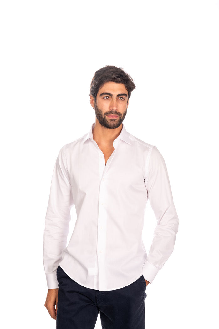 camicia bianca uomo elegante slim fit - Main Image
