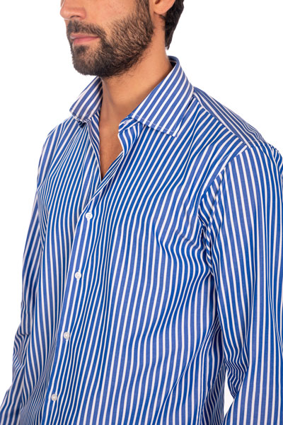camicia uomo blu a righe strette