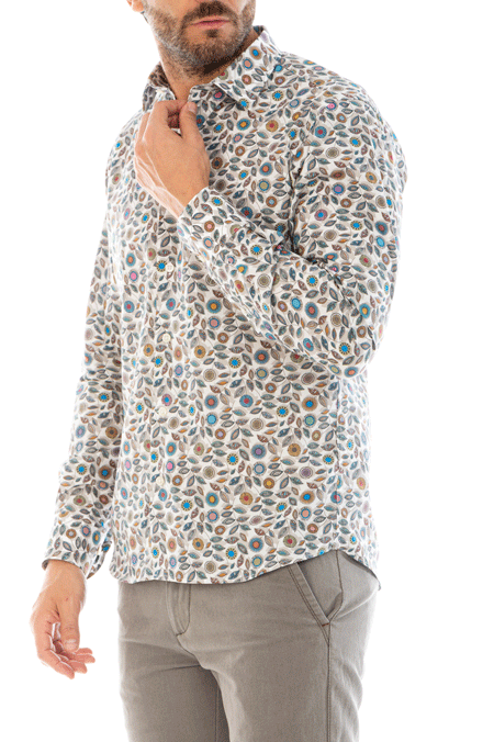 camicia uomo fantasia foglie slim fit vibenfactorystore
