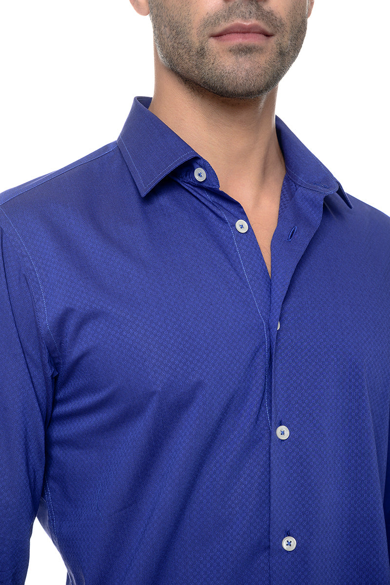 Camicia in cotone 100% - microfantasia blu avion