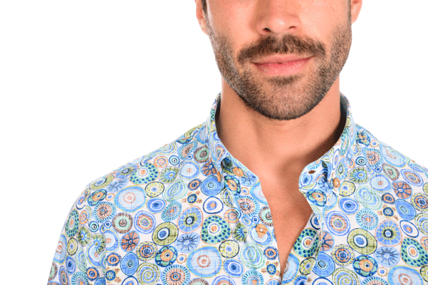 Camicia stampa vintage botton down legno slim fit