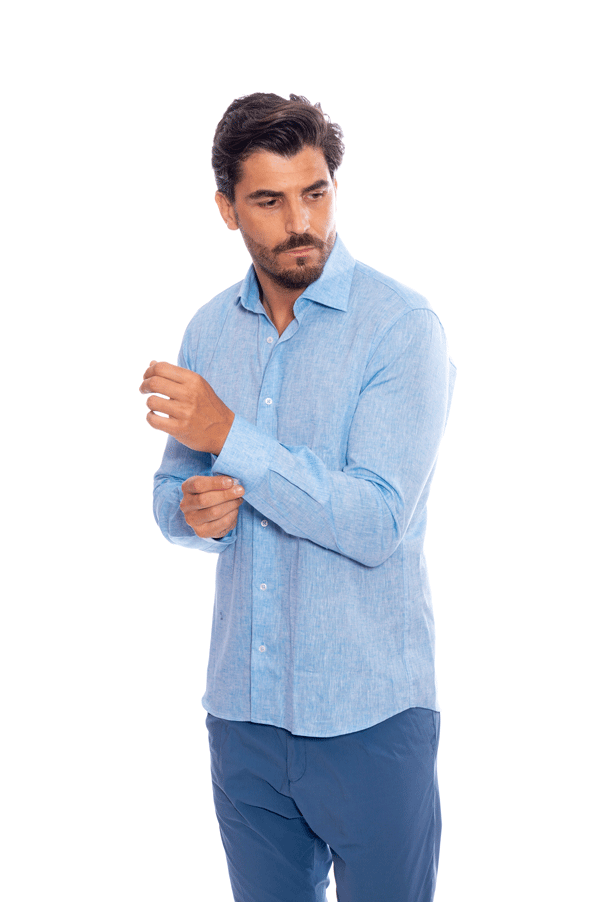 Camicia lino slim fit uomo discount