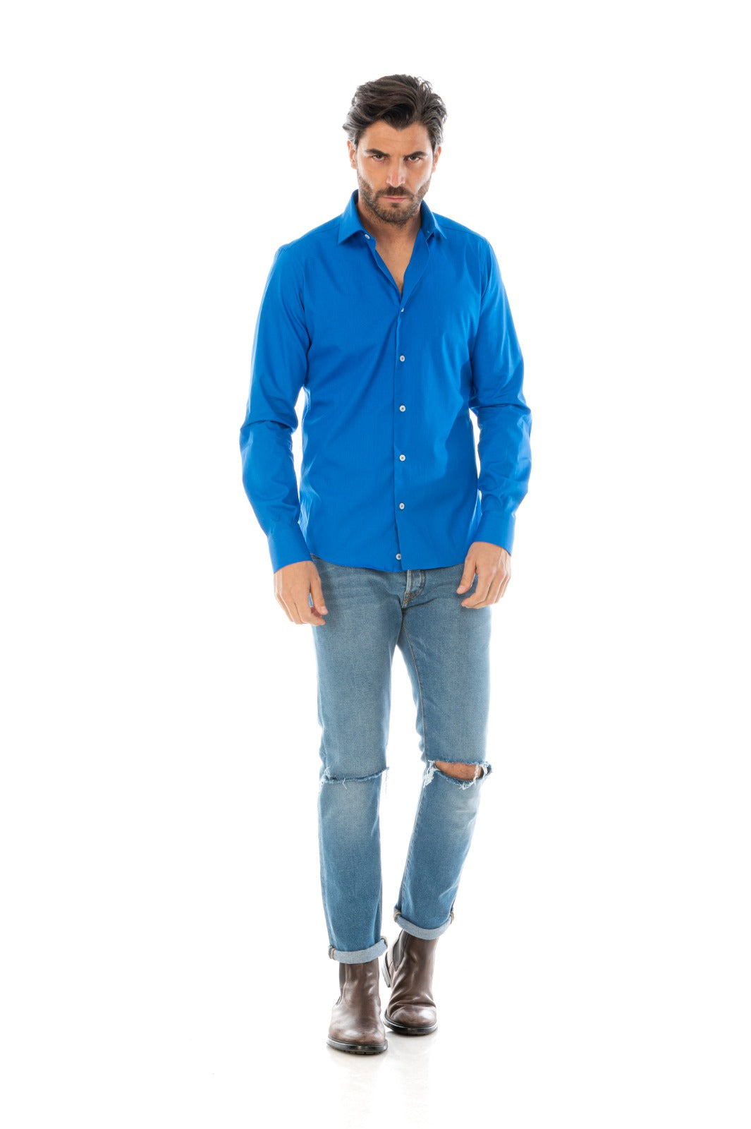 camicia-uomo-blu-elettrico-chiaro-slim