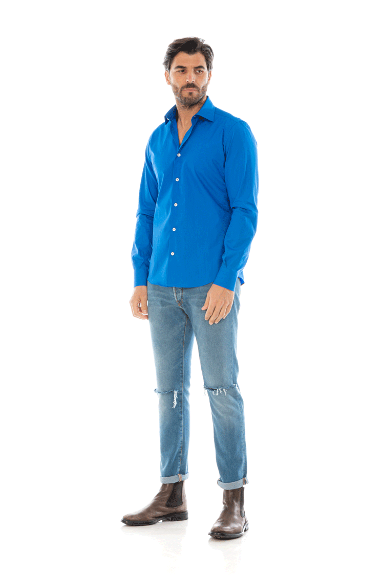 camicia uomo blu elettrico chiaro extra slim fit vibenfactorystore