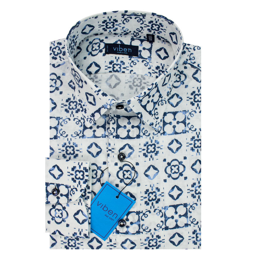 camicia-uomo-camicia-lino-stampa-blu