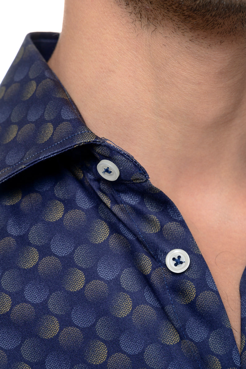 Camicia cotone 100% - disegni sfumati su fondo blu