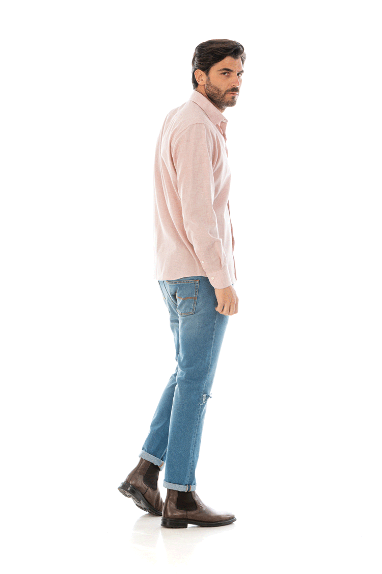 camicia uomo tinta unita rosa pastello regular fit