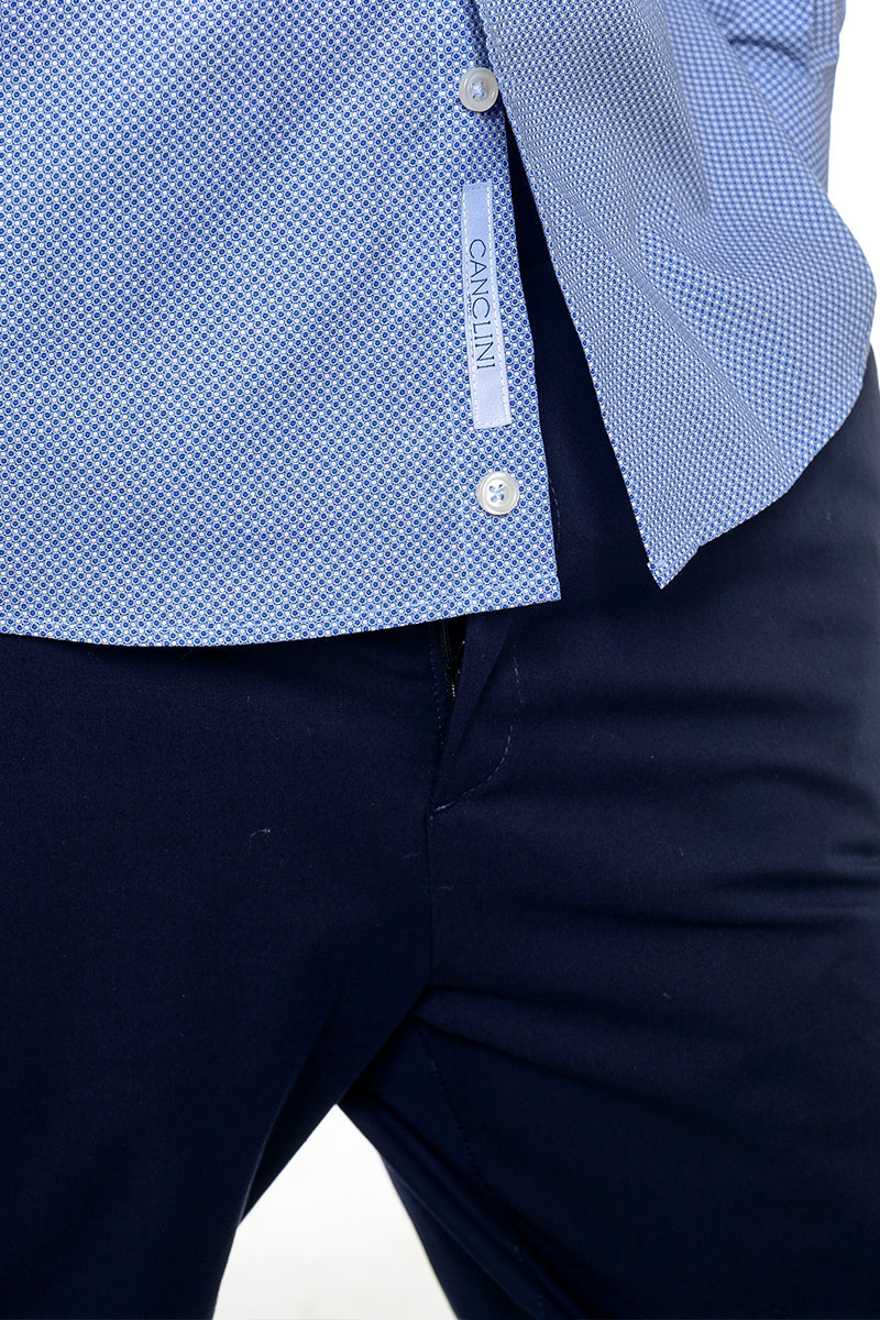 Camicia in cotone 100% - stampa su tessuto Canclini- blu chiaro