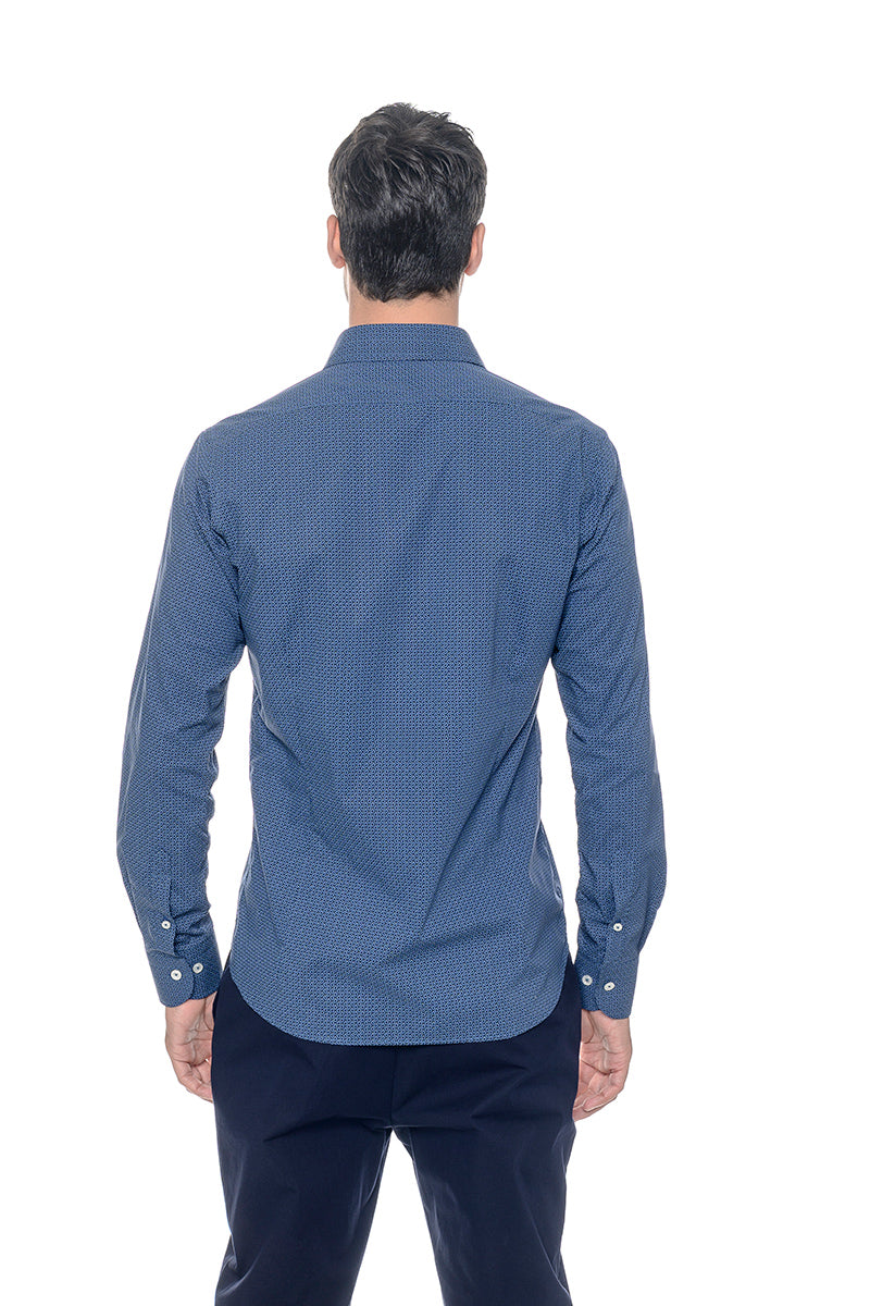 Camicia Slim Viben - microfantasia su fondo blu
