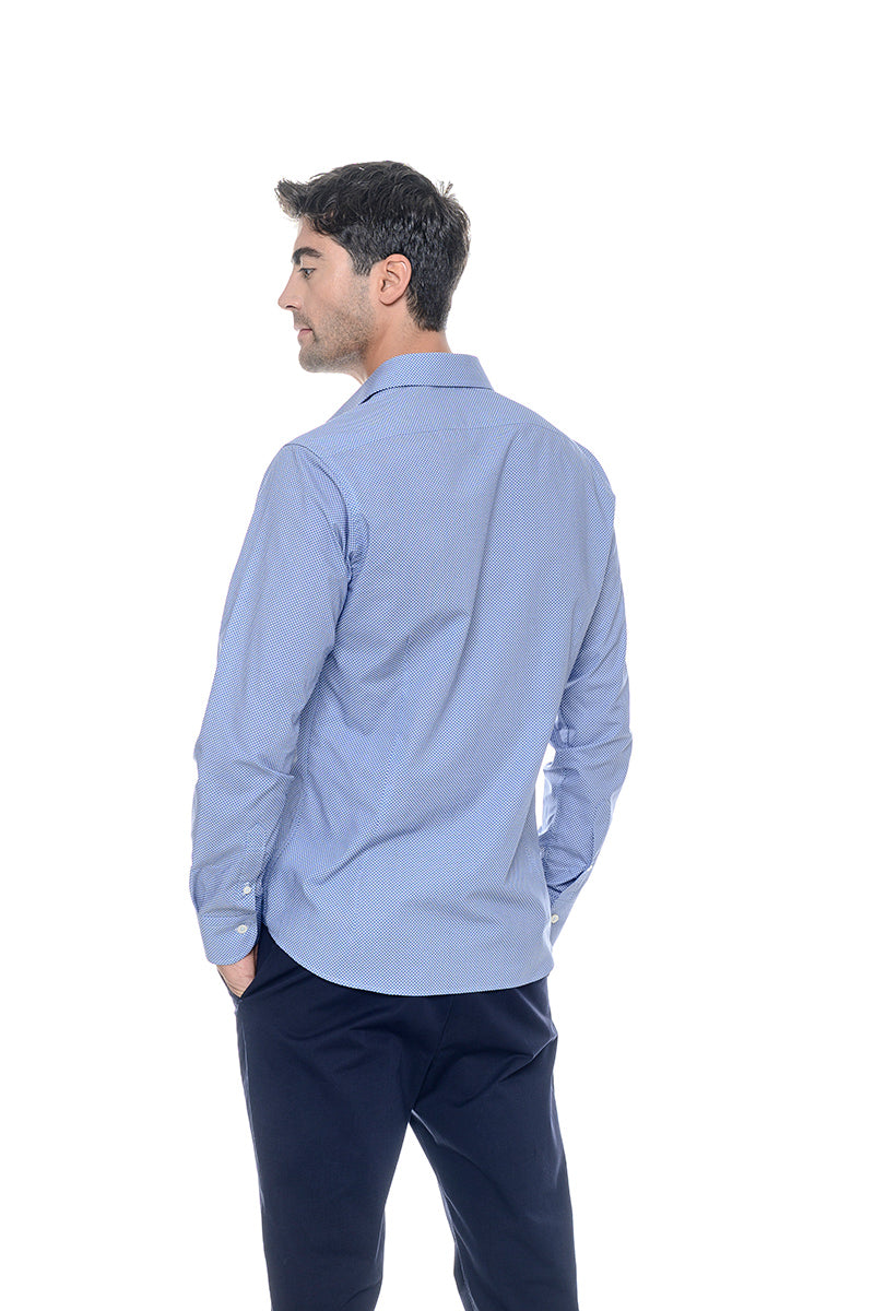 Camicia in cotone 100% - stampa su tessuto Canclini- blu chiaro