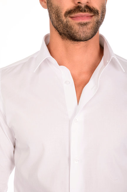 Camicia bianca tinta unita collo italiano regular fit