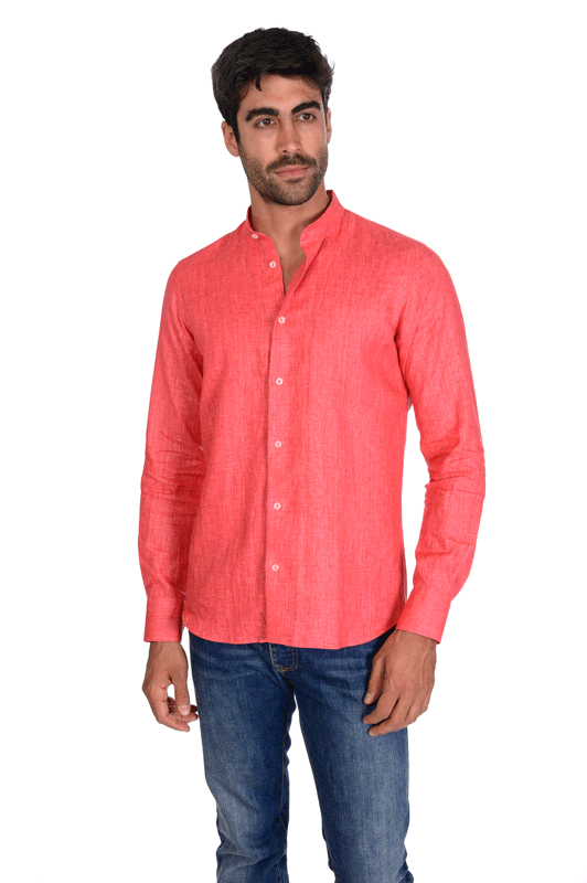 Camicia di lino rosso corallo