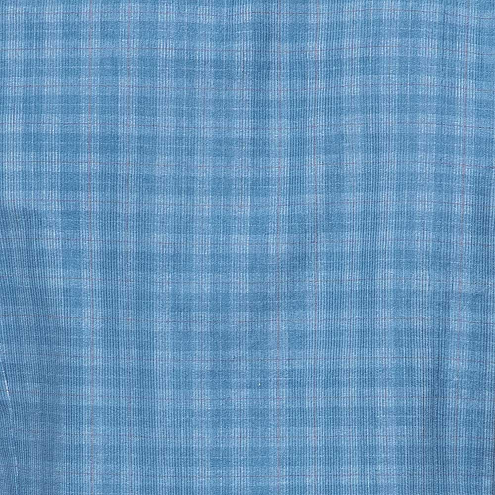 dettaglio-Camicia-di-velluto-blu-acciaio-a-quadri-Viben