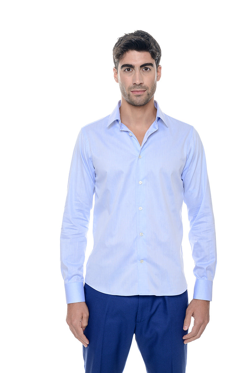 Camicia cotone twill - celeste delicato