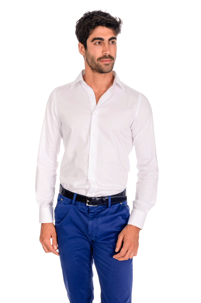Camicia bianca tinta unita collo italiano regular fit