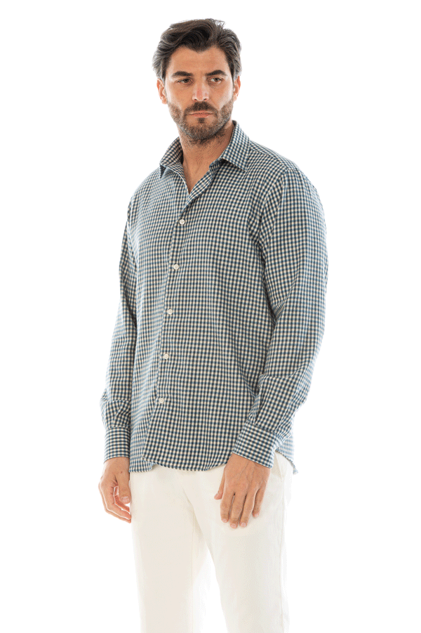 Camicia A Quadri Blu Bianca Uomo BROOKS BROTHERS Camicia Uomo
