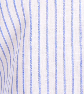 Camicia lino a righe blu coreano uomo