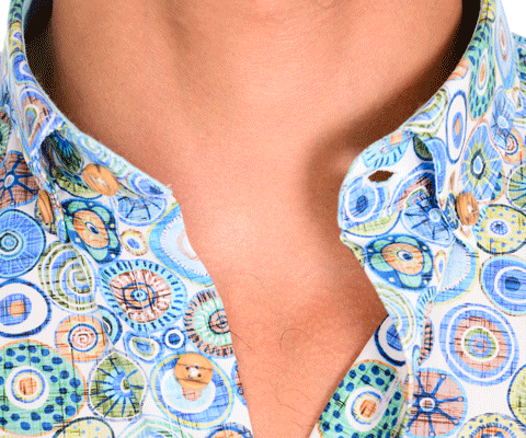 Camicia stampa vintage botton down legno slim fit